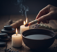 Release ritual under full moon where paper is burned to let go of past energy and emotional burdens.